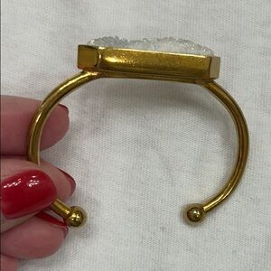 Gold Kinsley Armelle Cuff Bracelet with White Stone